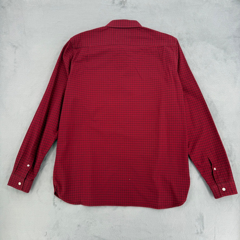 Lacoste Mens Large Regular Fit Gingham Button Down Shirt Red Navy Blue Preppy - Picture 9 of 13